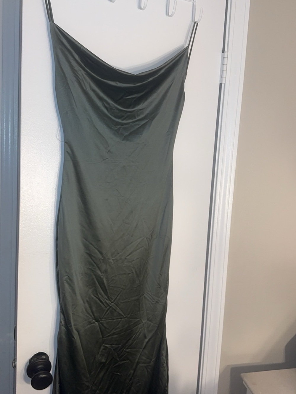 Discovery Olive Green Satin dress